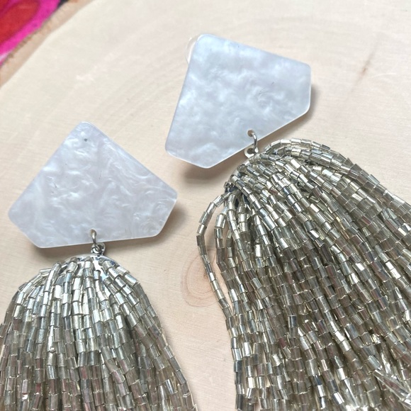 Anthropologie Bead Tassel Statement Earrings - Picture 12 of 13